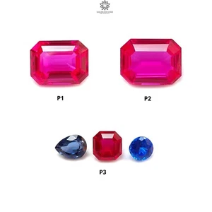Synthetic Manmade Multi Color Gemstone Octagon Shape Faceted Cut 1pc, 3pcs Set - Picture 1 of 16