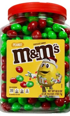 Caramelos de chocolate con cacahuete de Navidad M&M's verde rojo, 62 onzas Foto 1 de 2