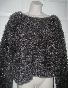 Suéter de punto gris y plateado para mujer Blushe con hilos brillantes mangas largas - Imagen 1 de 10
