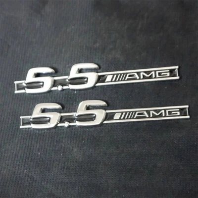2x 5,5 AMG Negro Cromo Plata Plástico Emblema Calcomanía Adhesivo Insignia Puerta Trasera AMG GT Foto 1 de 4