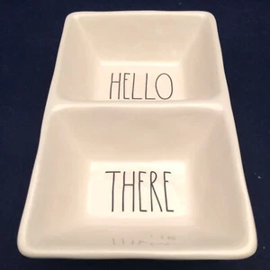 Rae Dunn 2017 Divided Dish Large Letter HELLO THERE 2 Part Trinket Snack Tray - Picture 1 of 4