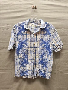 Tommy Bahama, Blue Plaid Silk/Linen Blend, Button Up Shirt, Men's Small - Picture 1 of 9