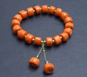 10-11mm Thick Slice Natural Orange Coral Bracelet for Women Stone Jewelry 7.5''