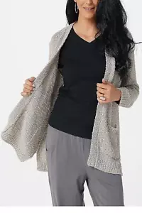 Barefoot Dreams Boucle Patch Pocket Cardigan Stone - Picture 1 of 2