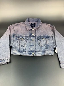 GAP Teen Cropped Icon Denim Jacket, Kids Size M (8) Wash with Pink Dip-Dye - Picture 1 of 10