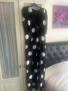 River island Black/white spotted jumpsuit size 16