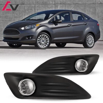 2014-2018 For Ford Fiesta Clear Lens Pair Fog Light Front Lamp+Wiring+Switch Kit - Image 1 of 4