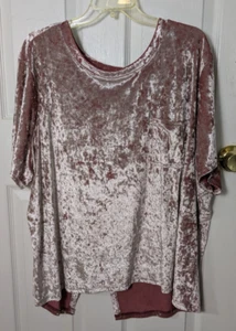 Boutique Crushed Velvet Rose Pink 3X Top Split Back Short Sleeves Loose Fit 26 - Bild 1 von 5