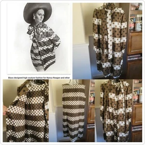 Vtg 60s Mod Bill Blass for Maurice Rentner Polka-dot Documented Silk Dress Suit - Picture 1 of 21