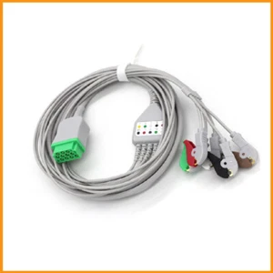 5-lead One-piece ECG/EKG Cable Clip Type Compatible with GE-MEDICAL Marquette 3M - Picture 1 of 6