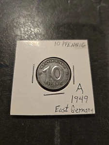 1949-A East Germany  10 Pfennig World East German Coin Free Shipping - Picture 1 of 2