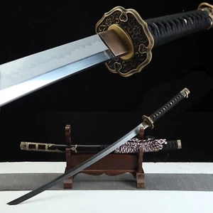 Tachi Katana Japanese Samurai Sword L6 Steel Clay Tempered Full Tang Razor Sharp - Picture 1 of 10