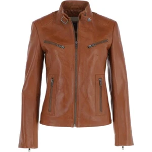 Chaqueta de cuero estilo motociclista para mujer - informal moda motocicleta cremallera - Imagen 1 de 3