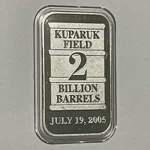 Kuparuk Field Conoco Phillips Rare Ingot Bar 1 Troy Oz .999 Fine Silver￼ Medal - Picture 1 of 9