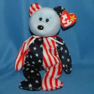 Ty Beanie Baby Spangle - MWMT (Bear Blue Head 1999) Patriotic - Picture 1 of 1
