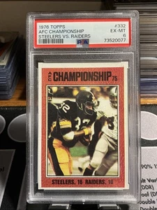 1976 Topps AFC Championship Steelers vs Raiders Franco Harris #332 PSA 6 como nuevo - Imagen 1 de 2