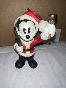 Vintage Mickey Mouse Santa Christmas Ornament Bell Ringing Ring J6416 4 1/4”T - Picture 1 of 15