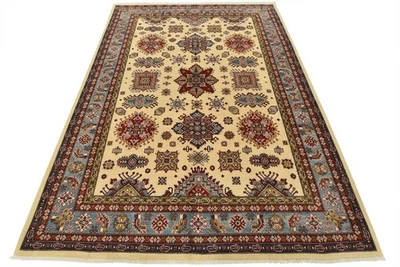 Alfombra Kazaja 8’9” x 11’10” Beige Lana Tribal Geométrica Anudada a Mano Alfombra Oriental Foto 1 de 4