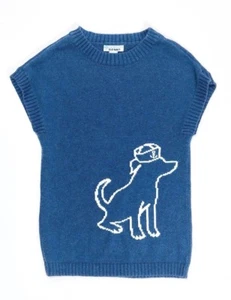 Old Navy Kids Dog logo Knit Sweater Vest Blue Size Medium (8) - Picture 1 of 4