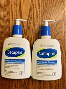CETAPHIL (16 fl oz) Pump Bottle Daily Facial CLEANER (Lot of 2) NEW - Picture 1 of 2