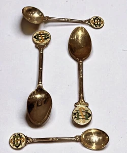 English Hallmarked Silver & Enamel Spoons - Picture 1 of 5