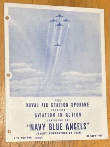 1955 US NAVY BLUE ANGELS FLIGHT TEAM F9F-8 JET PILOTS PROGRAM SPOKANE WA - Picture 1 of 3