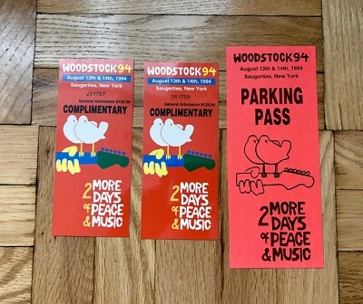 Boleto de admisión general Woodstock '94 de colección con pase de estacionamiento ¡estado 10/10! Foto 1 de 2