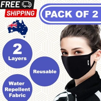 Face Mask Washable in Black Colour, 2 Pack for Unisex (New) - Image 1 of 4