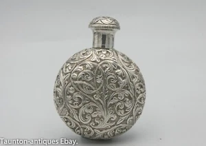 Solid silver Indian Asian perfume scent bottle antique foliate Kutch C.1900 - Picture 1 of 5