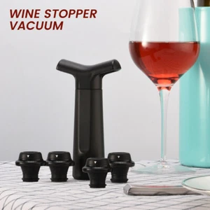 Vacu Vin Wine Bottle Saver Pump 4 x Vacuum Bottle Stoppers Preserver JV - Picture 1 of 8
