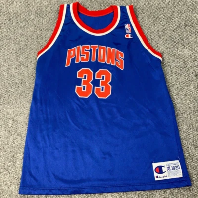 Camiseta deportiva de los Detroit Pistons para niños XL azul baloncesto Grant Hill #33 campeón Foto 1 de 4