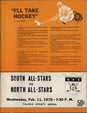Rare 1970 International Hockey League IHL All Star Game Program Toledo Blades