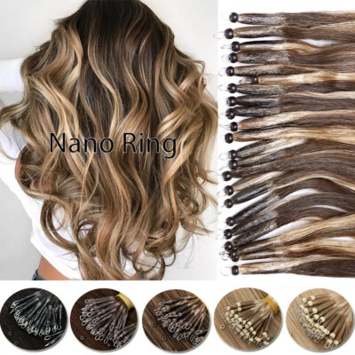 CLEARANCE 200S Thick Full Head Nano Ring Remy Human Hair Extensions Micro Loop g - Image 1 of 4