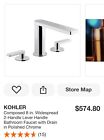 Kohler K-73060-4-CP Widespread 2-Handle Bathroom Sink Faucet with Metal Drain -