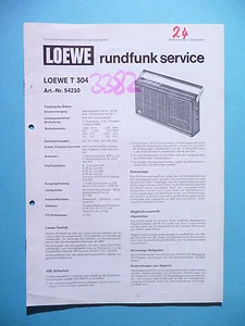 Service Manual Guide For Loewe T 304, ORIGINAL - Picture 1 of 1