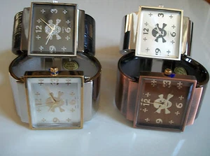 SILVER & GOLD, ROSE GOLD, BLACK FINISH SKULL FASHION BANGLE CUFF CASUAL WATCHES - Picture 1 of 22