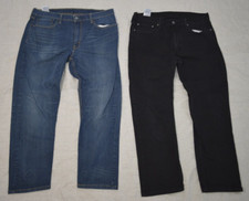 Lot of 2 Used Levi's Blue 502 and 514 Black Denim Stretch Jeans 38x30 READ!!