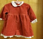 Girl's Oshkosh 12 Month Red Holiday Dress White Collar And Lining With Ruffle