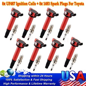 8PCS Ignition Coil + 8PCS Spark Plug For Toyota Land Cruiser V8 5.7L 2009-2019 - Picture 1 of 22