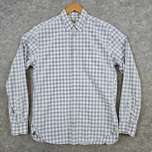 J Crew Men's Gray & White Checked Dress Shirt Size M 15-15 1/2 100% Cotton SPOT - Picture 1 of 10