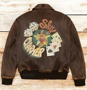 Avirex Sky Charmer Nueva Chaqueta de Cuero Marrón Vintage A2 - Imagen 1 de 5