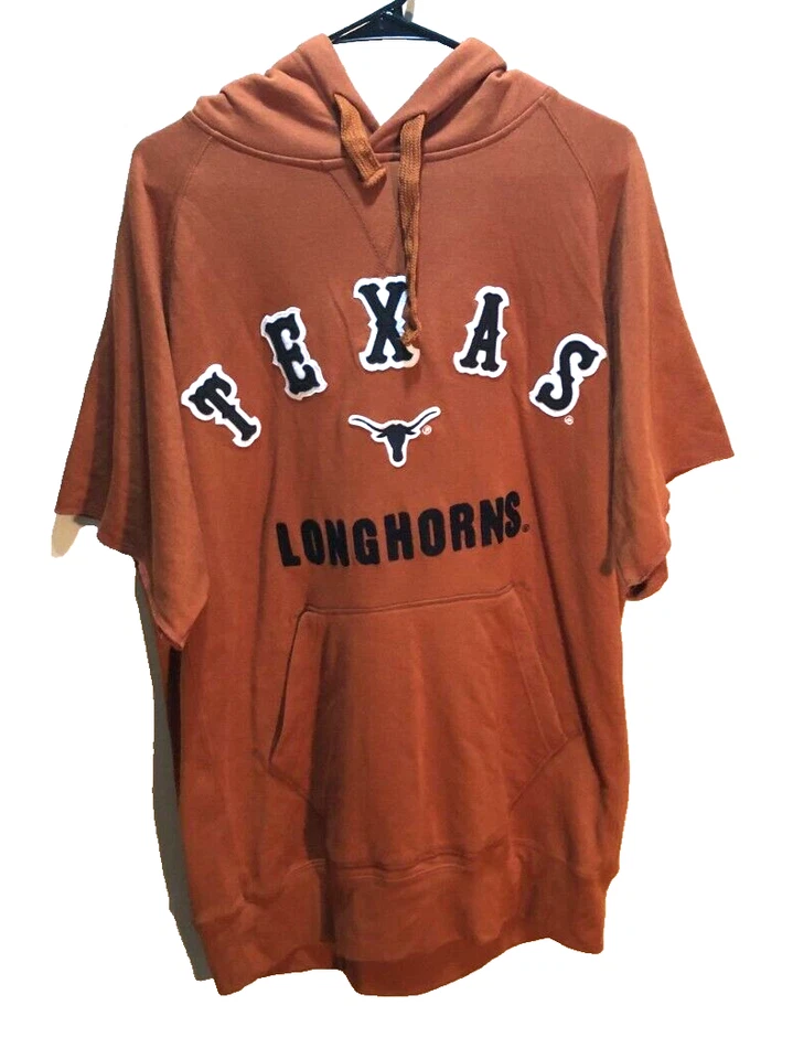 Sudadera con Capucha Texas Longhorns NCAA Naranja Quemado Cosida Grande 12 Mangas Cortas De Colección Años 90 L Foto 1 de 2