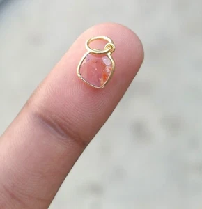 18k Solid Gold Charm Natural Tourmaline Gemstone Charm Handmade Neckless Pendant - Picture 1 of 3