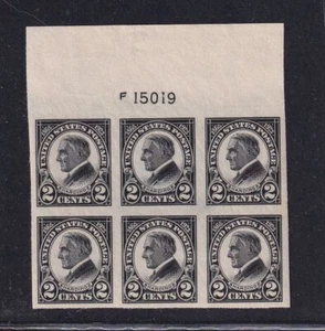 1923 HARDING imperf 2c black Sc 611 MNH Plate Block of 6 (F5 - Picture 1 of 2