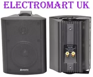 INDOOR OUTDOOR STEREO SPEAKERS LOUDSPEAKERS BOOKSHELF BLACK - Picture 1 of 2