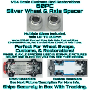 Silver Wheel & Axle Spacers 60PC For 1/64 Scale Custom Restoration Real Rider - Picture 1 of 4