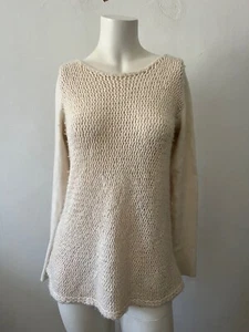 Club Monaco S/P scoop neck knit White waffle pullover wool long sleeve Sweater - Picture 1 of 7