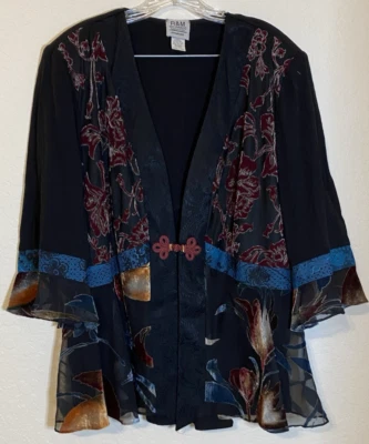 Chaqueta kimono de terciopelo para mujer R&M Richards Karen Wong talla 16W glamurosa Foto 1 de 4