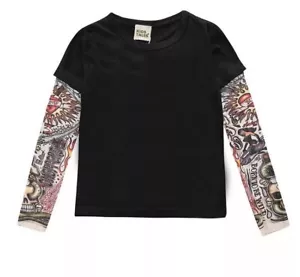 Kids Tattoo On Sleeves T-shirt Blouse Tops Clothes For Boys US Stock - Picture 1 of 4