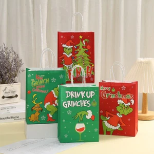 6Pcs Christmas Grinch Gift Bag Cartoon Handbag Christmas Eve Gift Box Packaging - Picture 1 of 12